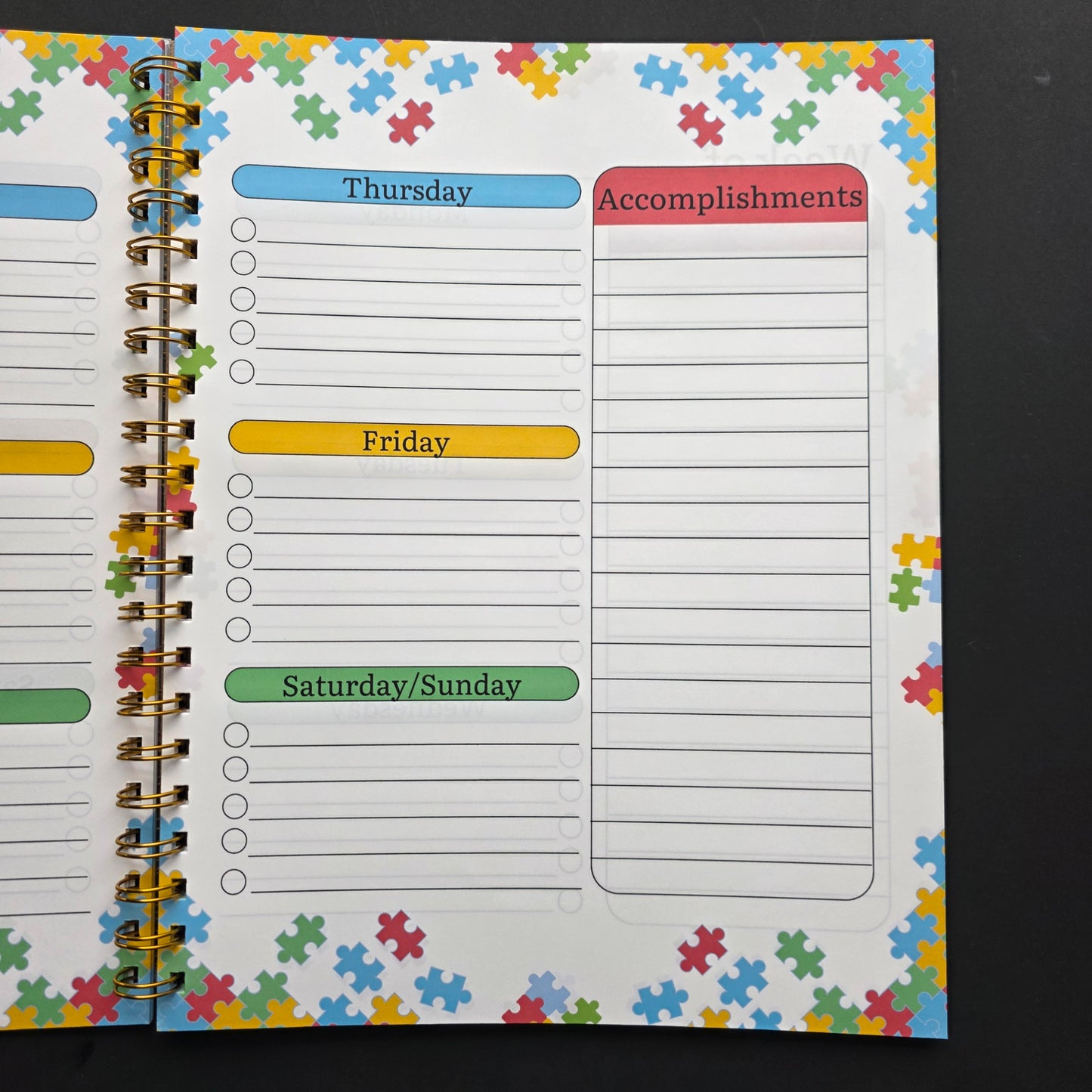 Autism Weekly Planner