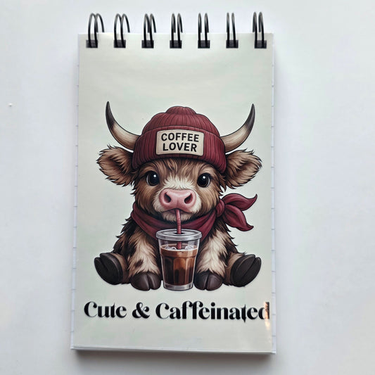 Coffee Lover Cow 3.5x5.5 Pocket Notebook