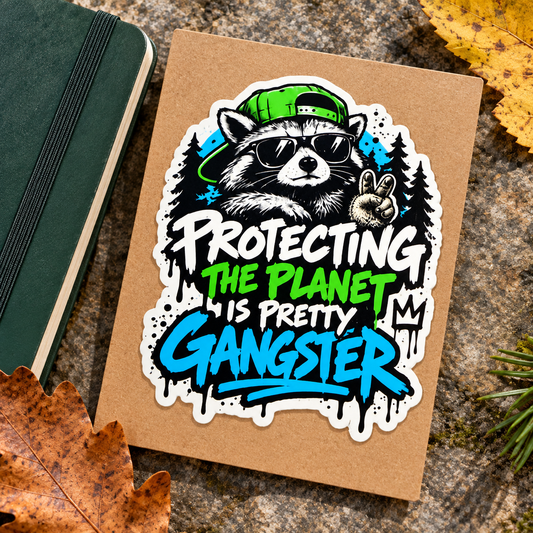 Protecting the Planet is Gangster Racoon Sticker| BasedxKing