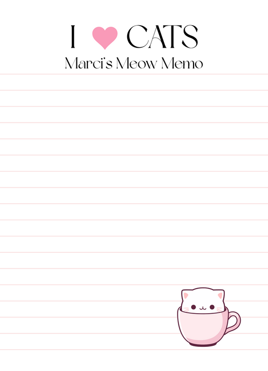 I Love Cats Notepad