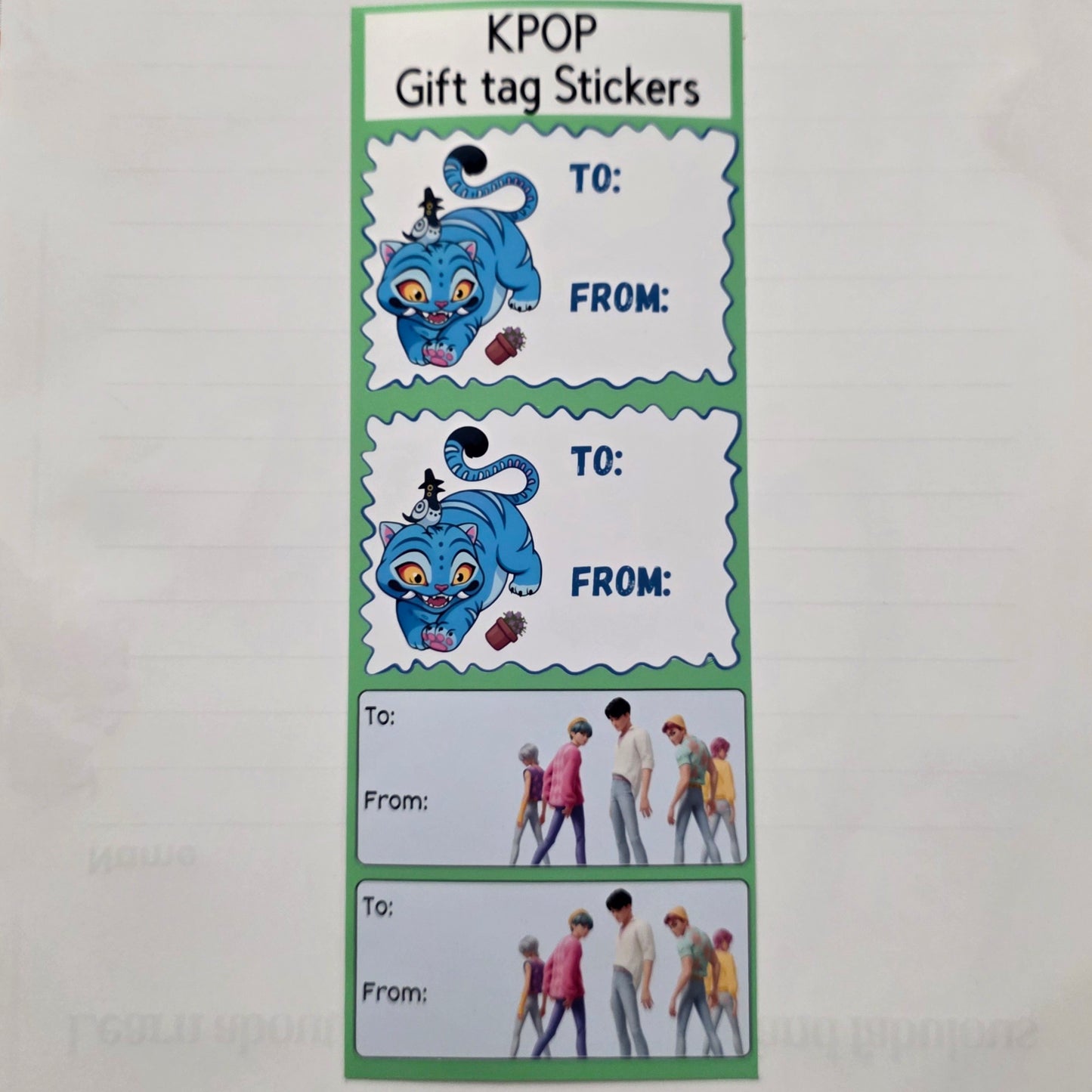 Kpop gift tags green – Sticker Sheet