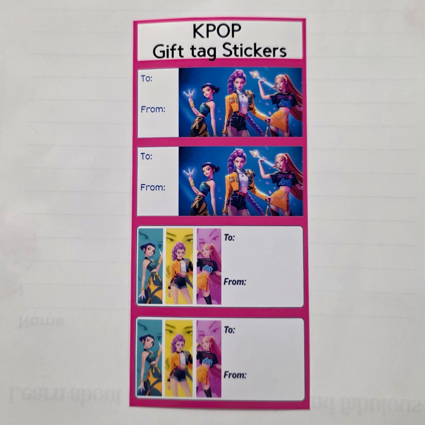 Kpop gift tags pink – Sticker Sheet