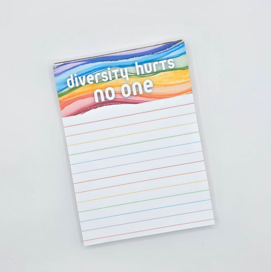 Diversity Hurts No One - Lined Rainbow Notepad