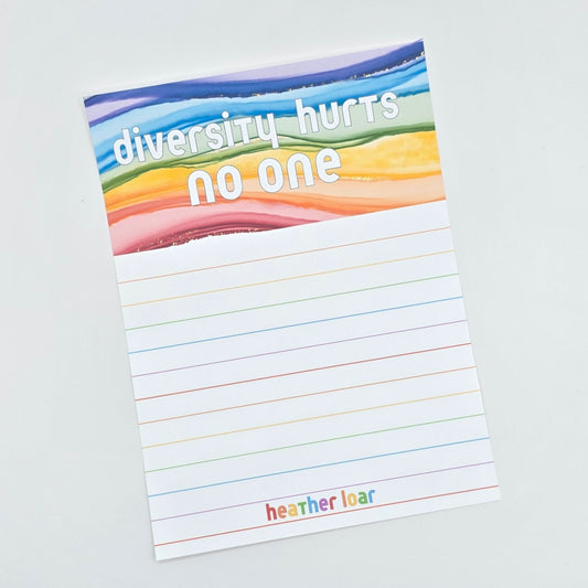 Diversity Hurts No One - Lined Rainbow Notepad