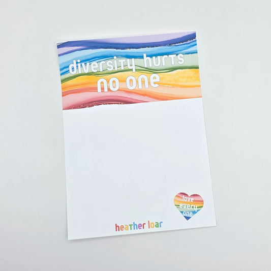 Diversity Hurts No One - Small Heart Notepad