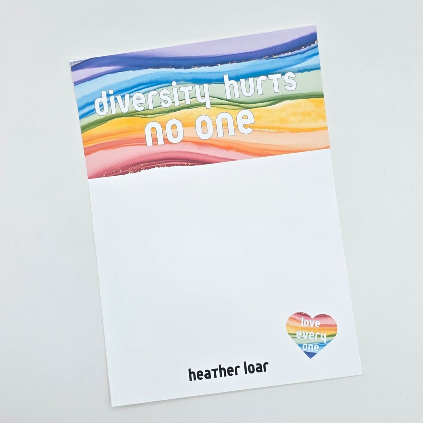 Diversity Hurts No One - Small Heart Notepad