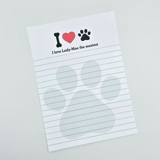 I {Heart Pawprints} Notepad