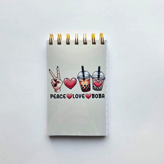 Peace Love Boba Pocket Notebook 3.5"x5.5"