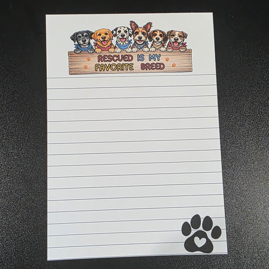 Rescued is my favorite Dog Breed Notepad