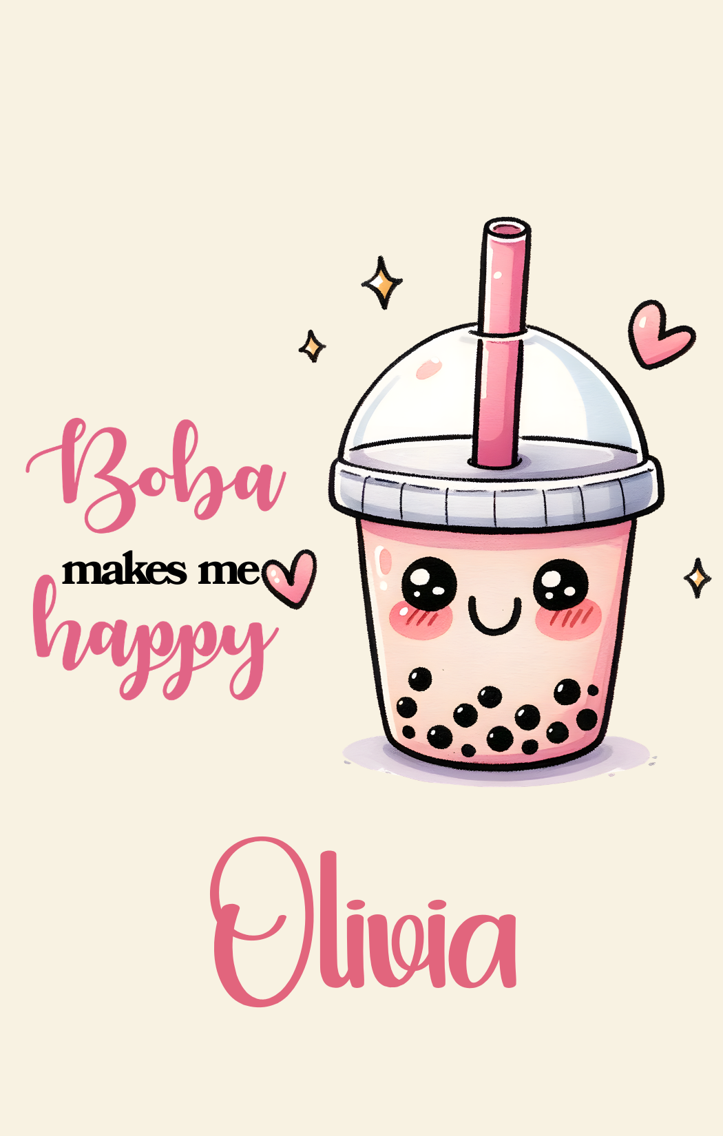 Boba Makes me Happy 3.5"x5.5" Pocket Notebook