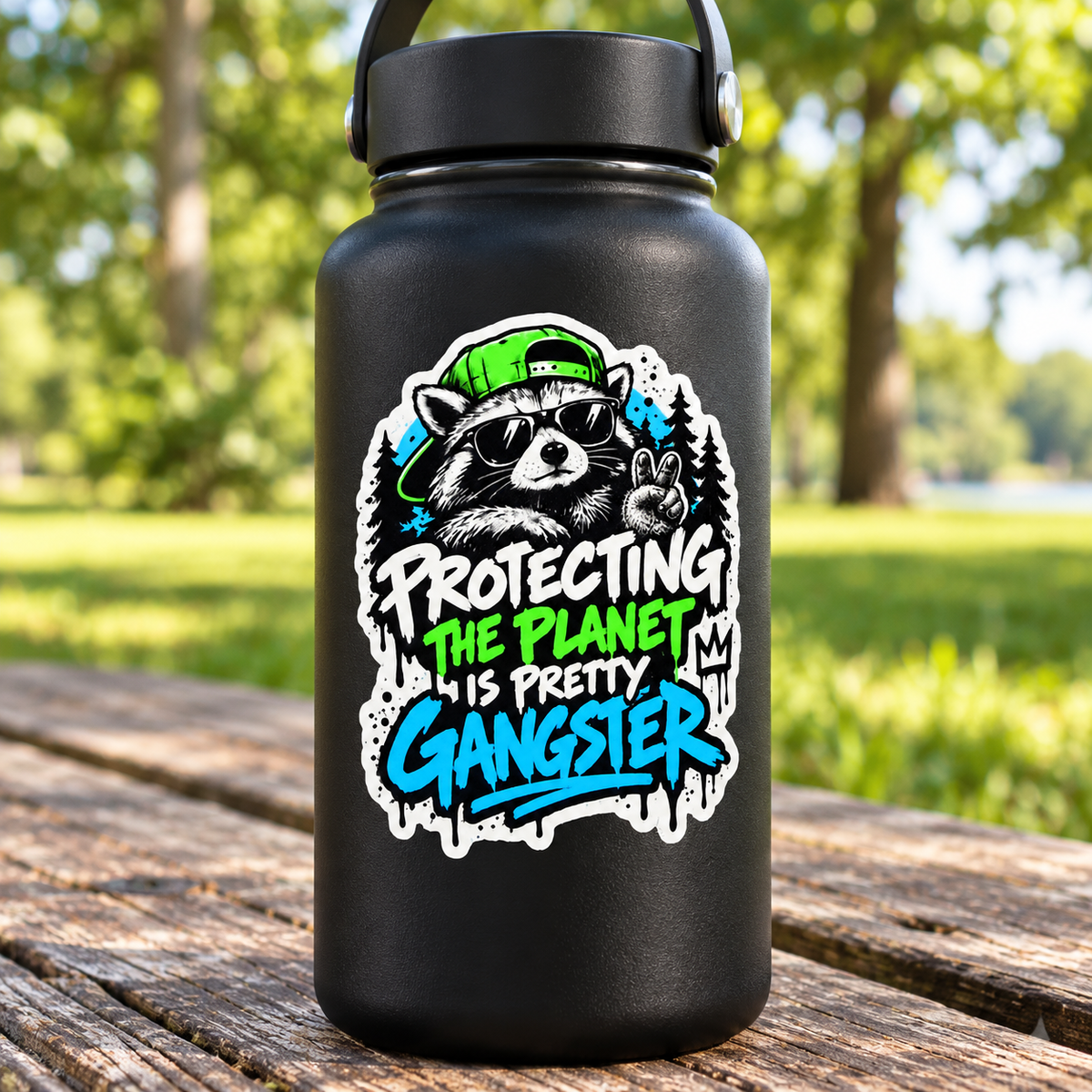 Protecting the Planet is Gangster Racoon Sticker| BasedxKing