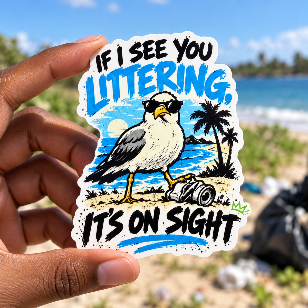 If I see you Littering Seagull Sticker | BasedxKing