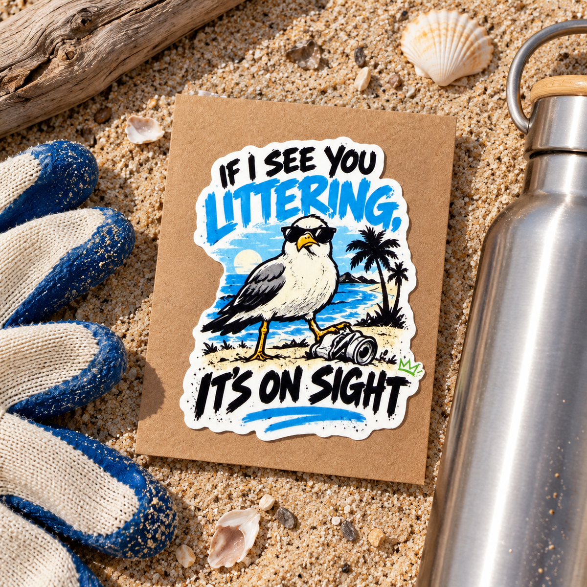 If I see you Littering Seagull Sticker | BasedxKing