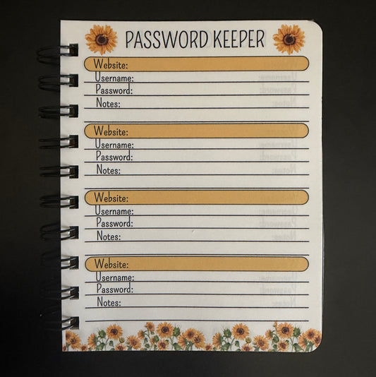 Oh Shit! Password Book — Small Sunflower Internet Password Keeper | 5.5x4.25 Spiral Bound